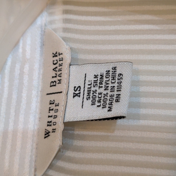 WHBM hi-low sheer long sleeve sheer stripes blouse XS black white - Picture 5 of 15